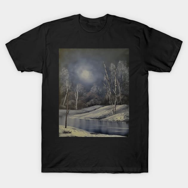 Nighttime Snowfall Magic T-Shirt by J&S mason